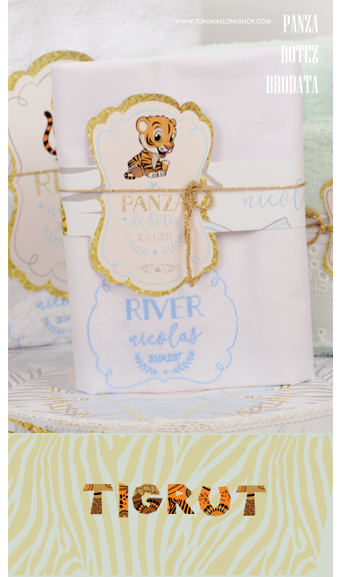 Trusou de botez cu broderie personalizata pentru baieti, Little tiger 6